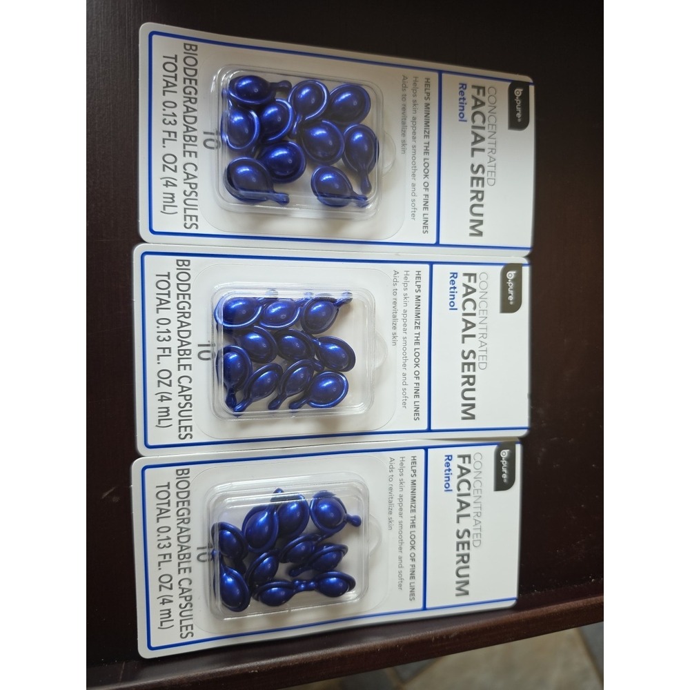 3x B PURE RETINOL FACIAL SERUM 10 EA PACK‎ COMBINED TOTAL 3 X 10 = 30 CAPSULES